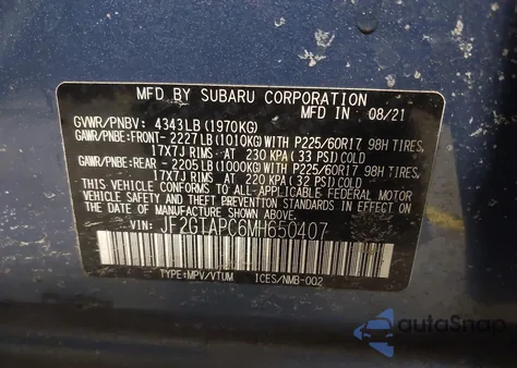 2021 Subaru Crosstrek Premium z USA, uszkodzony, nr VIN JF2GTAPC6MH650407